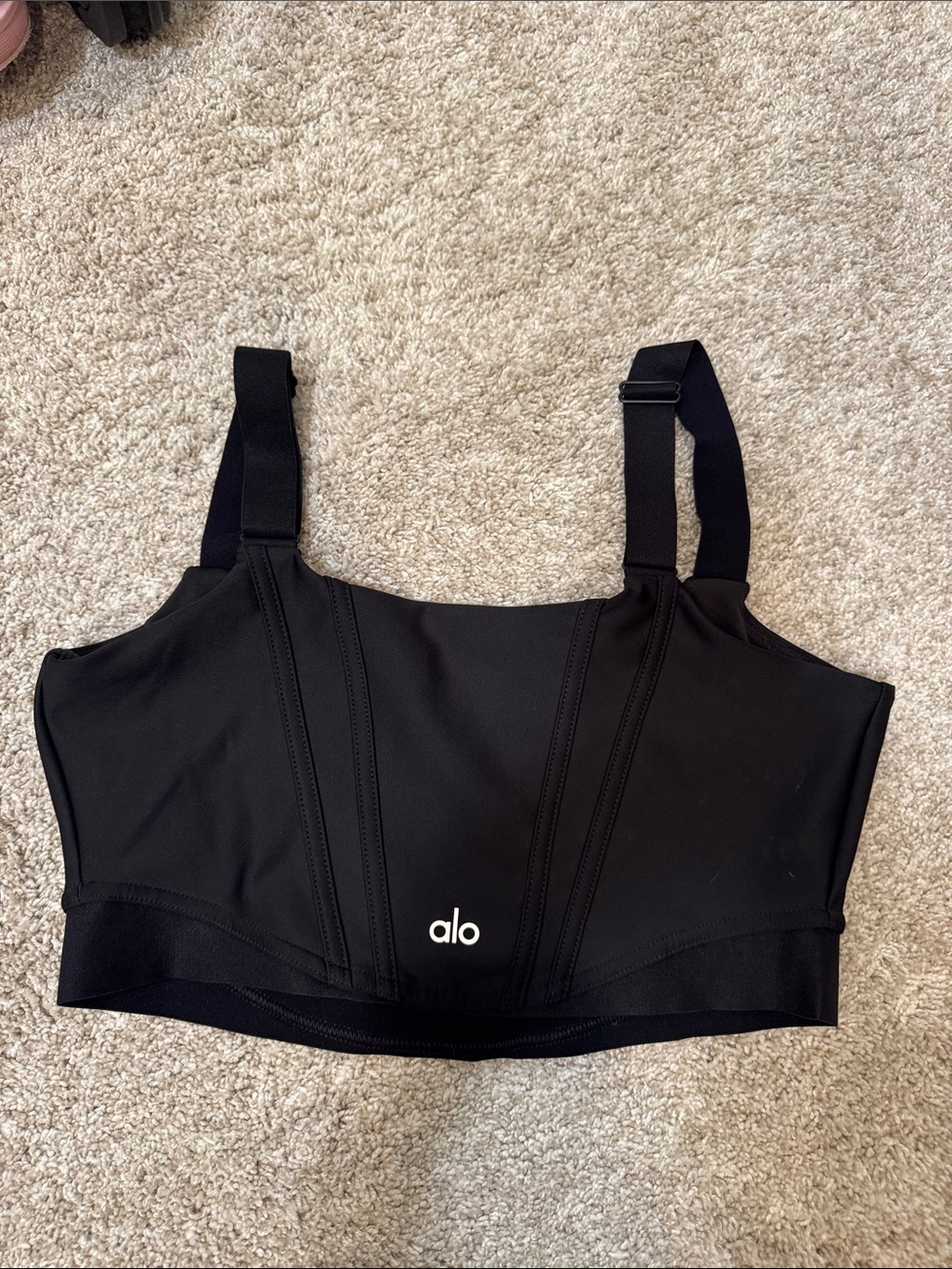 ALO Yoga Black Supportive Longline Sports Bra